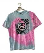 stussyステューシー）の古着「Aqua Spiral SS tie-dye」｜スカイブルー×ピンク