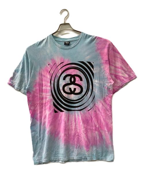 stussy（ステューシー）stussy (ステューシー) Aqua Spiral SS tie-dye スカイブルー×ピンク サイズ:XLの古着・服飾アイテム