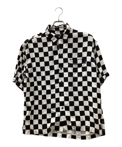MINEDENIM（マインデニム）MINEDENIM (マインデニム) CU.Denim Checker flag S/S Open Collar SH ホワイト×ブラック サイズ:2の古着・服飾アイテム