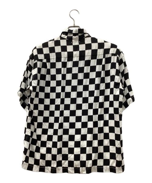 MINEDENIM（マインデニム）MINEDENIM (マインデニム) CU.Denim Checker flag S/S Open Collar SH ホワイト×ブラック サイズ:2の古着・服飾アイテム