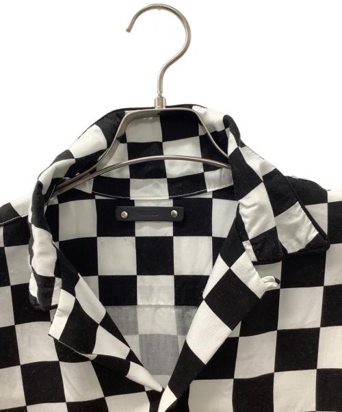 MINEDENIM（マインデニム）MINEDENIM (マインデニム) CU.Denim Checker flag S/S Open Collar SH ホワイト×ブラック サイズ:2の古着・服飾アイテム