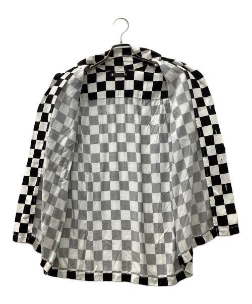 MINEDENIM（マインデニム）MINEDENIM (マインデニム) CU.Denim Checker flag S/S Open Collar SH ホワイト×ブラック サイズ:2の古着・服飾アイテム