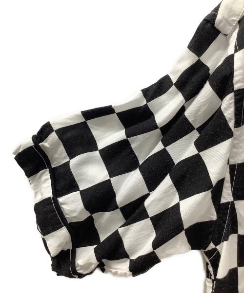 MINEDENIM（マインデニム）MINEDENIM (マインデニム) CU.Denim Checker flag S/S Open Collar SH ホワイト×ブラック サイズ:2の古着・服飾アイテム