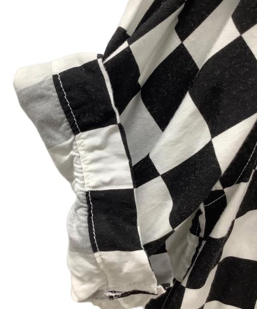MINEDENIM（マインデニム）MINEDENIM (マインデニム) CU.Denim Checker flag S/S Open Collar SH ホワイト×ブラック サイズ:2の古着・服飾アイテム