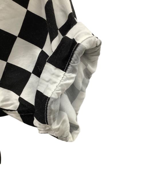 MINEDENIM（マインデニム）MINEDENIM (マインデニム) CU.Denim Checker flag S/S Open Collar SH ホワイト×ブラック サイズ:2の古着・服飾アイテム