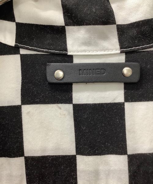 MINEDENIM（マインデニム）MINEDENIM (マインデニム) CU.Denim Checker flag S/S Open Collar SH ホワイト×ブラック サイズ:2の古着・服飾アイテム