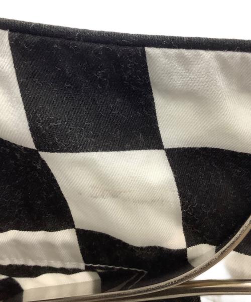 MINEDENIM（マインデニム）MINEDENIM (マインデニム) CU.Denim Checker flag S/S Open Collar SH ホワイト×ブラック サイズ:2の古着・服飾アイテム