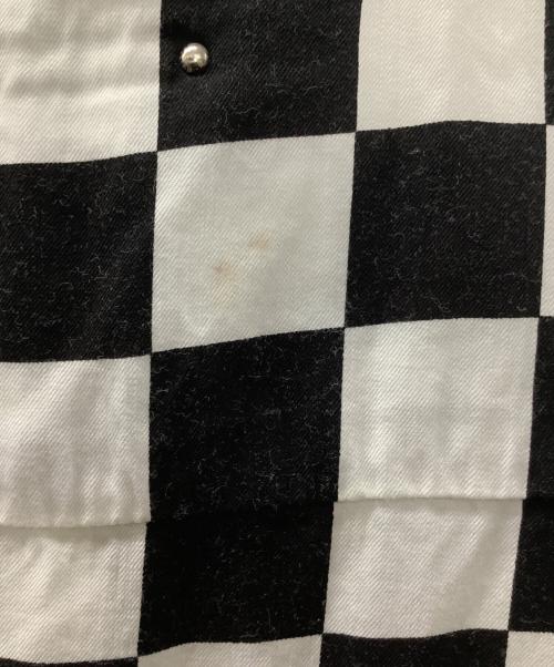 MINEDENIM（マインデニム）MINEDENIM (マインデニム) CU.Denim Checker flag S/S Open Collar SH ホワイト×ブラック サイズ:2の古着・服飾アイテム