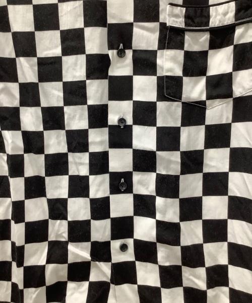 MINEDENIM（マインデニム）MINEDENIM (マインデニム) CU.Denim Checker flag S/S Open Collar SH ホワイト×ブラック サイズ:2の古着・服飾アイテム