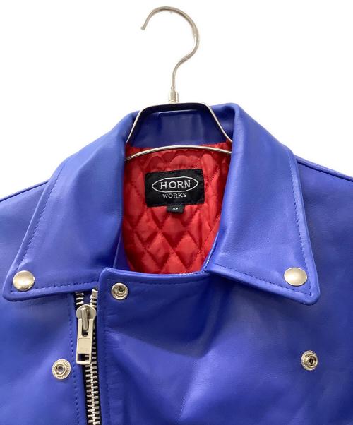 HORN WORKS（ホーンワークス）HORN WORKS (ホーンワークス) レザージャケット ブルー サイズ:Mの古着・服飾アイテム