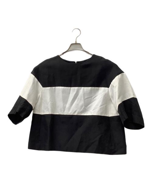 ADORE（アドーア）ADORE (アドーア) 半袖ブラウス ブラック×ホワイト サイズ:38の古着・服飾アイテム