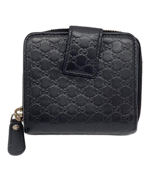 GUCCI（グッチ）GUCCI (グッチ) グッチシマ ラウンドファスナー財布 ブラックの古着・服飾アイテム