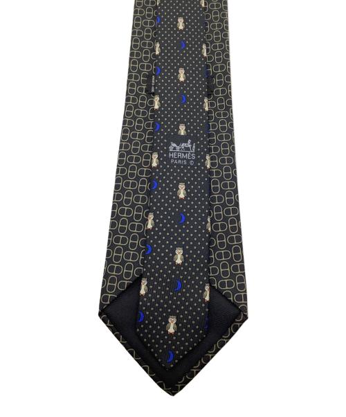 HERMES（エルメス）HERMES (エルメス) シルクネクタイ ブラック サイズ:-の古着・服飾アイテム