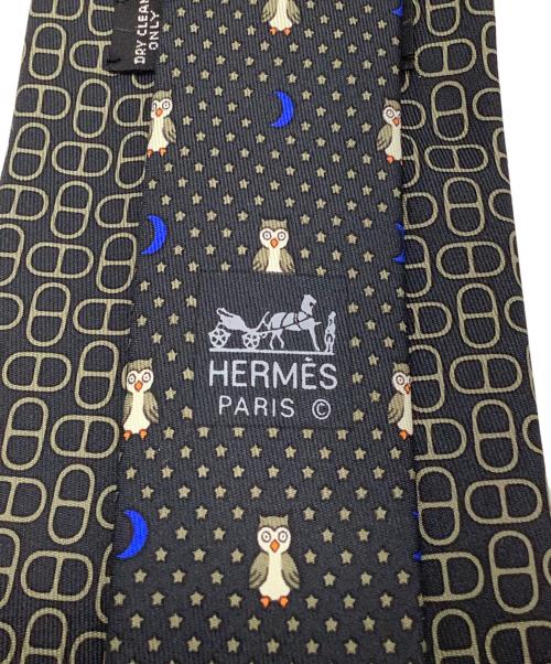 HERMES（エルメス）HERMES (エルメス) シルクネクタイ ブラック サイズ:-の古着・服飾アイテム