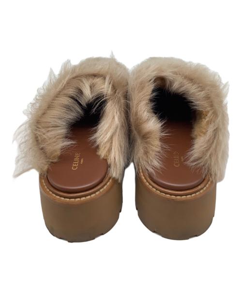 CELINE（セリーヌ）CELINE (セリーヌ) バルキークロッグSLIDES TRIOMPHE IN SHEARLING ブラウン サイズ:24.5cmの古着・服飾アイテム