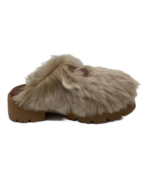 CELINE（セリーヌ）CELINE (セリーヌ) バルキークロッグSLIDES TRIOMPHE IN SHEARLING ブラウン サイズ:24.5cmの古着・服飾アイテム