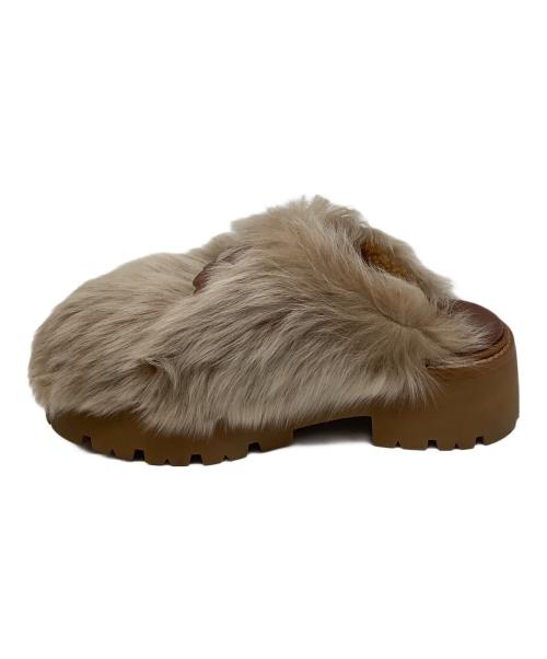 CELINE（セリーヌ）CELINE (セリーヌ) バルキークロッグSLIDES TRIOMPHE IN SHEARLING ブラウン サイズ:24.5cmの古着・服飾アイテム