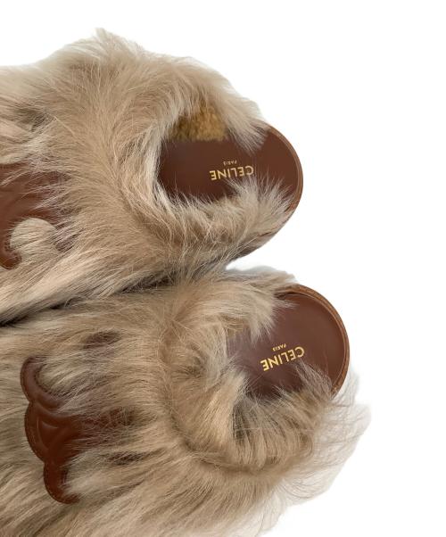 CELINE（セリーヌ）CELINE (セリーヌ) バルキークロッグSLIDES TRIOMPHE IN SHEARLING ブラウン サイズ:24.5cmの古着・服飾アイテム