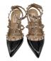 中古・古着 VALENTINO (ヴァレンティノ) ロックスタッズ　アンクルストラップ　パテントレザー　パンプス ブラック×ベージュ サイズ:36：10000円