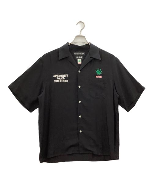 WACKO MARIA（ワコマリア）WACKO MARIA (ワコマリア) 舐達麻 (ナメダルマ) HIGH TIMES (ハイ タイムズ) 50'S OPEN COLLAR SHIRT ブラック サイズ:Lの古着・服飾アイテム