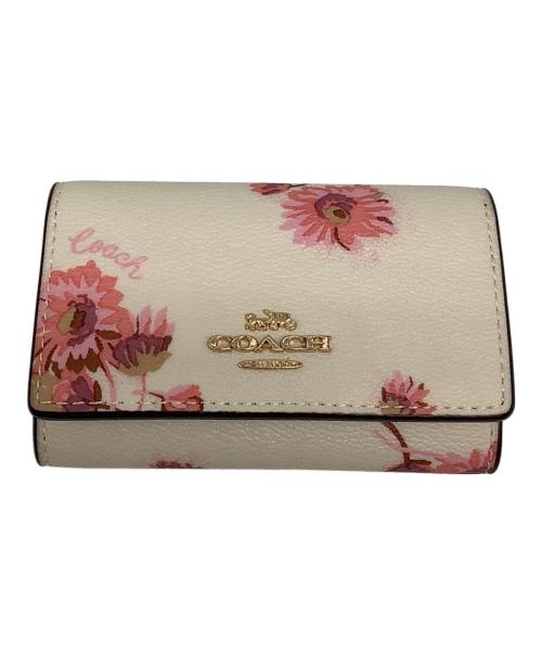 COACH（コーチ）COACH (コーチ) 5連キーケース アイボリー×ピンクの古着・服飾アイテム