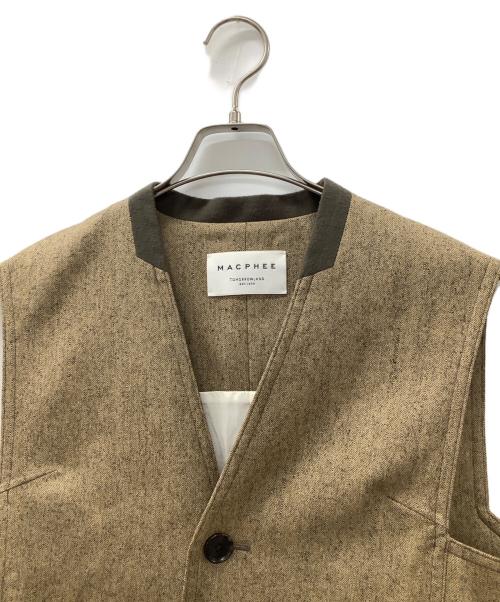 MACPHEE（マカフィー）MACPHEE (マカフィー) ウールサキソニー ロングジレ ベージュ サイズ:36の古着・服飾アイテム