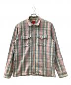 SUPREMEシュプリーム）の古着「長袖ジップシャツ」｜ピンク×ライトブルー