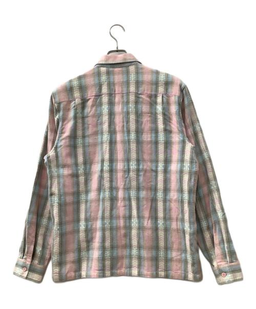 SUPREME（シュプリーム）SUPREME (シュプリーム) 長袖ジップシャツ ピンク×ライトブルー サイズ:Mの古着・服飾アイテム
