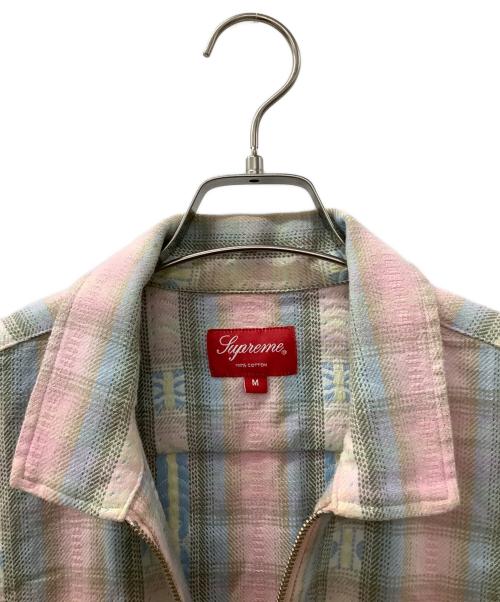 SUPREME（シュプリーム）SUPREME (シュプリーム) 長袖ジップシャツ ピンク×ライトブルー サイズ:Mの古着・服飾アイテム