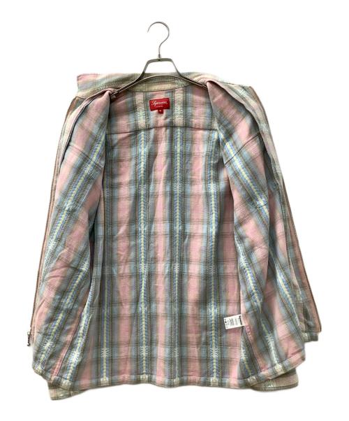 SUPREME（シュプリーム）SUPREME (シュプリーム) 長袖ジップシャツ ピンク×ライトブルー サイズ:Mの古着・服飾アイテム