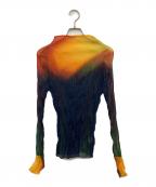 ISSEY MIYAKEイッセイミヤケ）の古着「ハイネック Light Leak Chiffon Twist Top」｜ネイビー×オレンジ