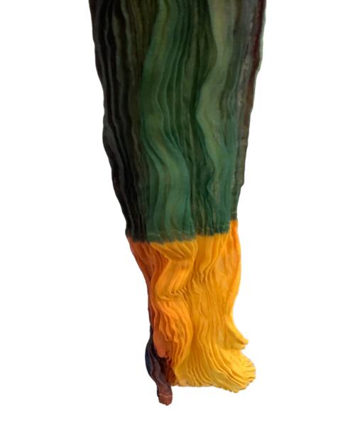 ISSEY MIYAKE（イッセイミヤケ）ISSEY MIYAKE (イッセイミヤケ) ハイネック Light Leak Chiffon Twist Top ネイビー×オレンジ サイズ:2の古着・服飾アイテム