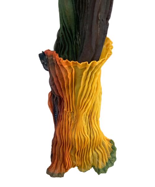 ISSEY MIYAKE（イッセイミヤケ）ISSEY MIYAKE (イッセイミヤケ) ハイネック Light Leak Chiffon Twist Top ネイビー×オレンジ サイズ:2の古着・服飾アイテム