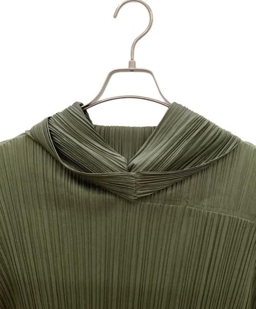 PLEATS PLEASE（プリーツプリーズ）PLEATS PLEASE (プリーツプリーズ) ハイネック サイドジップ 長袖ワンピース グリーン サイズ:3の古着・服飾アイテム