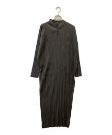 PLEATS PLEASE（プリーツプリーズ）の古着「長袖ワンピース」｜グレー