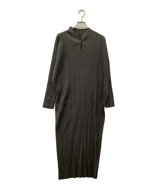 PLEATS PLEASE（プリーツプリーズ）PLEATS PLEASE (プリーツプリーズ) 長袖ワンピース グレー サイズ:3の古着・服飾アイテム