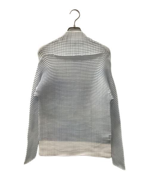 ISSEY MIYAKE（イッセイミヤケ）ISSEY MIYAKE (イッセイミヤケ) 長袖カットソー ライトブルー×ホワイト サイズ:2の古着・服飾アイテム