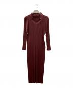 PLEATS PLEASEプリーツプリーズ）の古着「スキッパーシャツワンピ」｜ワインレッド