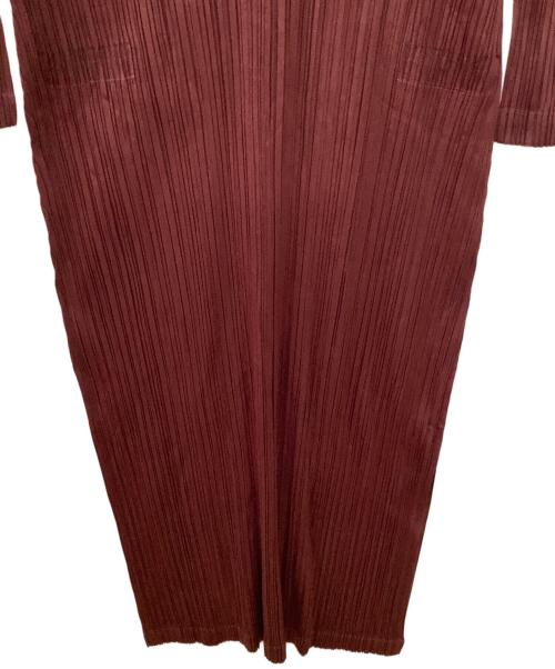 PLEATS PLEASE（プリーツプリーズ）PLEATS PLEASE (プリーツプリーズ) スキッパーシャツワンピ ワインレッド サイズ:3の古着・服飾アイテム