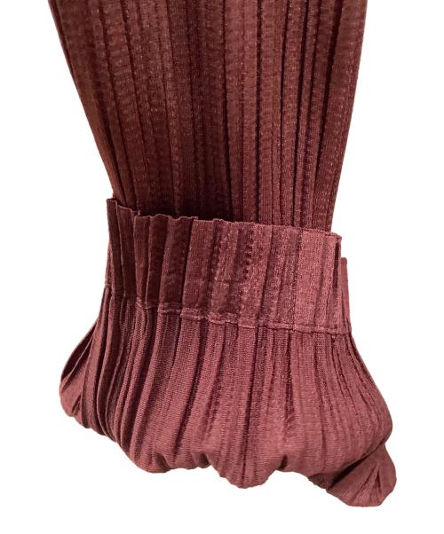 PLEATS PLEASE（プリーツプリーズ）PLEATS PLEASE (プリーツプリーズ) スキッパーシャツワンピ ワインレッド サイズ:3の古着・服飾アイテム