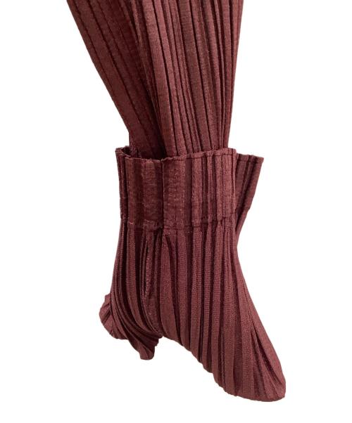 PLEATS PLEASE（プリーツプリーズ）PLEATS PLEASE (プリーツプリーズ) スキッパーシャツワンピ ワインレッド サイズ:3の古着・服飾アイテム