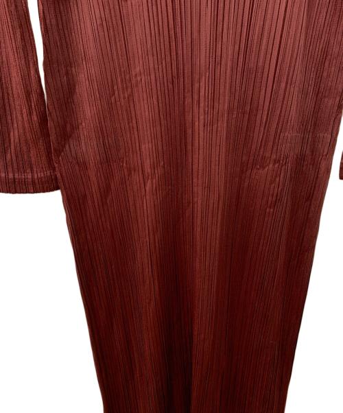 PLEATS PLEASE（プリーツプリーズ）PLEATS PLEASE (プリーツプリーズ) スキッパーシャツワンピ ワインレッド サイズ:3の古着・服飾アイテム