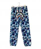 A BATHING APEアベイシングエイプ）の古着「ABC CAMO SHARK REGULAR FIT SWEAT PANTS」｜ブルー