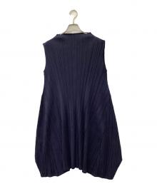 PLEATS PLEASE（プリーツプリーズ）の古着「ノースリーブ・キャミソールワンピース」｜ネイビー