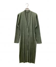 PLEATS PLEASE（プリーツプリーズ）の古着「薄手カーディガン」｜黄緑