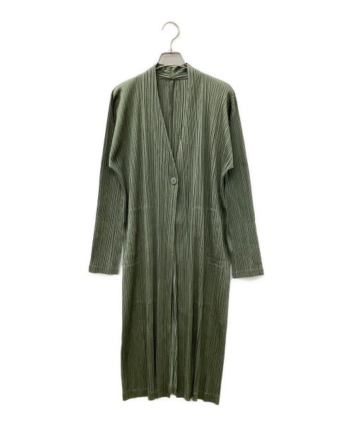 PLEATS PLEASE（プリーツプリーズ）PLEATS PLEASE (プリーツプリーズ) 薄手カーディガン 黄緑 サイズ:4の古着・服飾アイテム