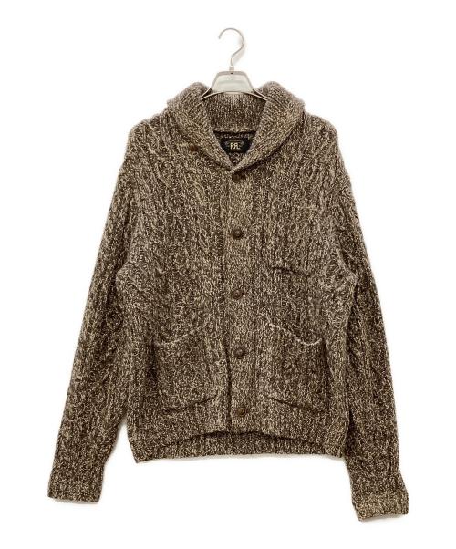 RRL（ダブルアールエル）RRL (ダブルアールエル) マールドアランニットショールカラーカーディガン ブラウン サイズ:LGの古着・服飾アイテム