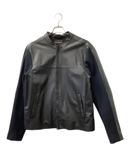 EMPORIO ARMANI（エンポリオ アルマーニ）EMPORIO ARMANI (エンポリオ アルマーニ) レザージャケット ブラック サイズ:XXLの古着・服飾アイテム