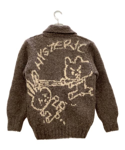 hysteric（ヒステリック）hysteric (ヒステリック) ニットジャケット ブラウン×ベージュ サイズ:FREEの古着・服飾アイテム