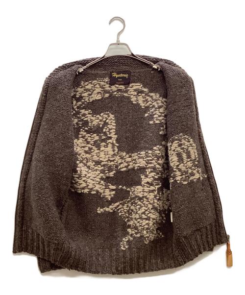 hysteric（ヒステリック）hysteric (ヒステリック) ニットジャケット ブラウン×ベージュ サイズ:FREEの古着・服飾アイテム